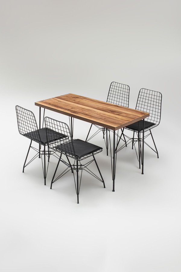 NORDVRK Nmsymk001 Bord & Stolsett (5 stk), Eik Sort