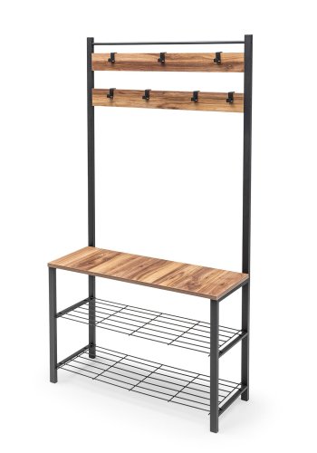 NORDVRK GGMBVSTYR001 inngangssett, m. 7 kroker, 3 hyller - naturlig melamin og svart metall