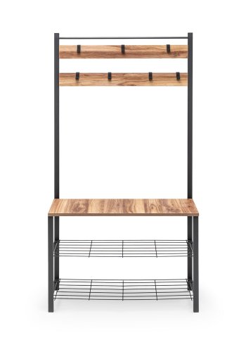 NORDVRK GGMBVSTYR001 inngangssett, m. 7 kroker, 3 hyller - naturlig melamin og svart metall