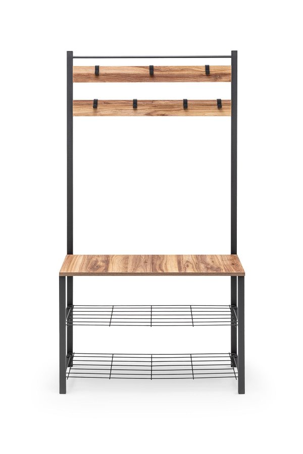 NORDVRK GGMBVSTYR001 inngangssett, m. 7 kroker, 3 hyller - naturlig melamin og svart metall