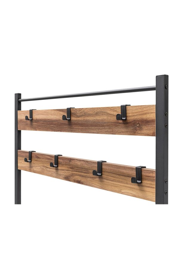 NORDVRK GGMBVSTYR001 inngangssett, m. 7 kroker, 3 hyller - naturlig melamin og svart metall