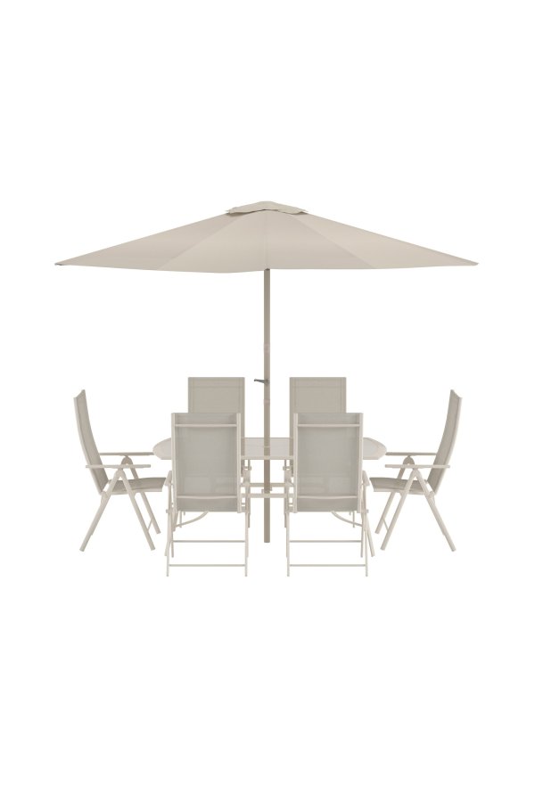 VENTURE HOME Brekki spisegruppe inkl. paraply - Beige / Beige