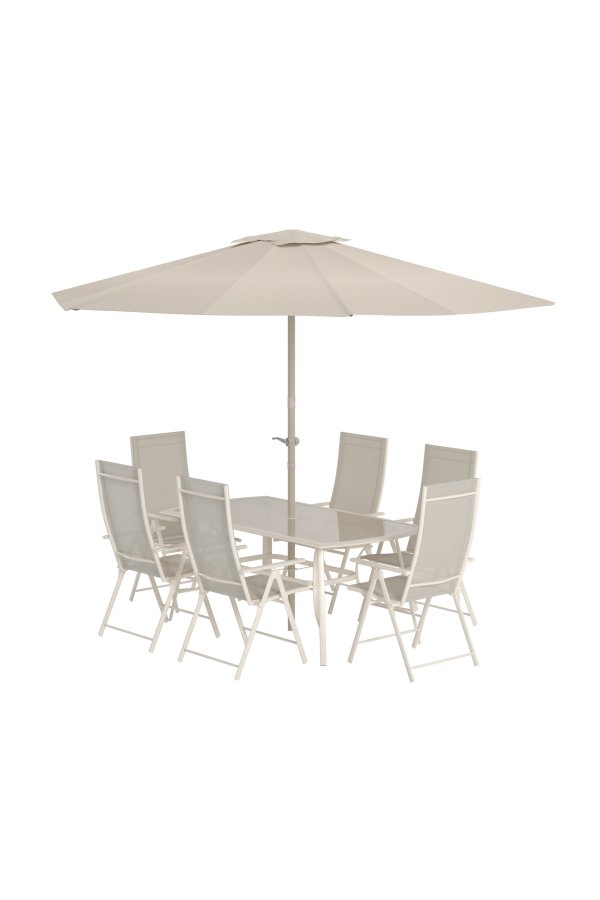 VENTURE HOME Brekki spisegruppe inkl. paraply - Beige / Beige