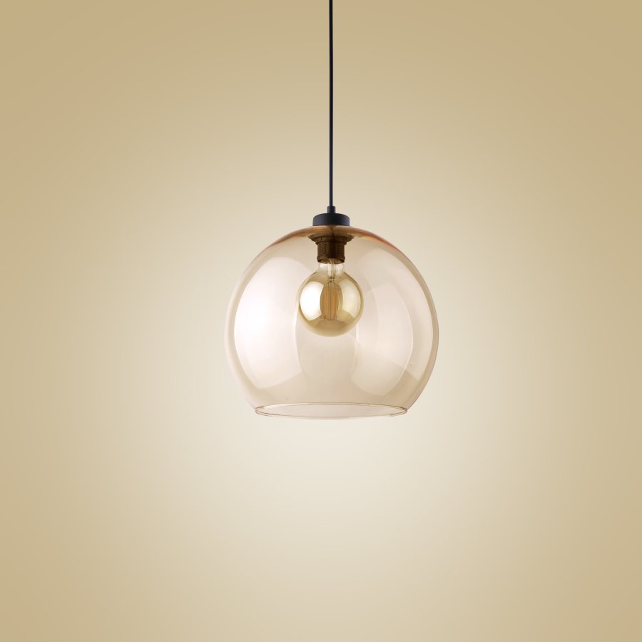 TK Cubus loftlampe - rav glas og sort metal