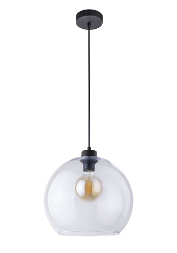 TK Cubus taklampe - klart glass og sort metall