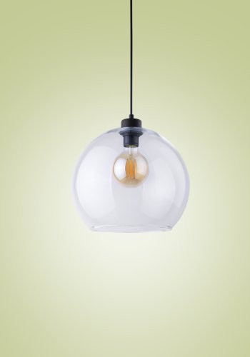 TK Cubus taklampe - klart glass og sort metall