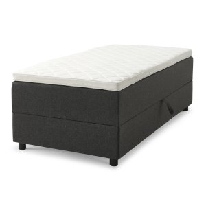 Space Dreams sengebund, m. opbevaring, u. topmadras - antracitgr stof og sort tr (200x90)