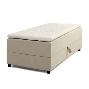 Space Dreams sengebund, m. opbevaring, u. topmadras - beige velour og sort tr (200x90)