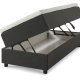Space Dreams sengebunn, m. oppbevaring, m. overmadrass - antrasittgr stoff og sort tre (200x140)