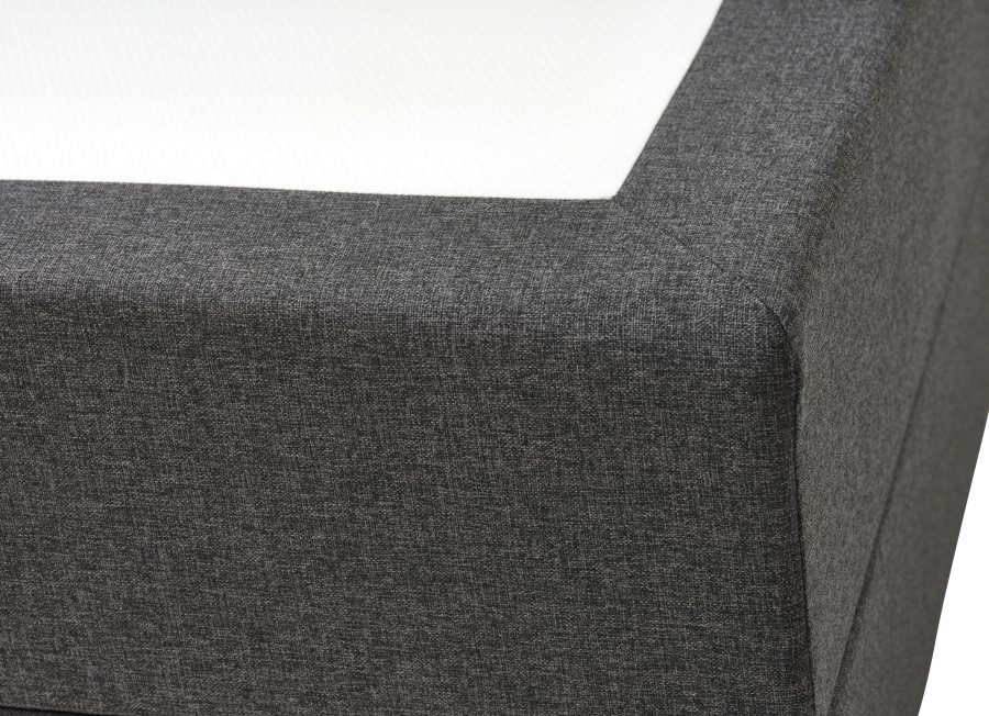 Space Dreams sengebunn, m. oppbevaring, m. overmadrass - antrasittgr stoff og sort tre (200x140)