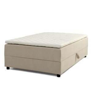 Space Dreams sengebund, m. opbevaring, u. topmadras - beige velour og sort tr (200x140)