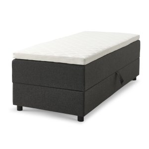 Space Dreams sengebund, m. opbevaring, u. topmadras - antracitgr stof og sort tr (200x80)