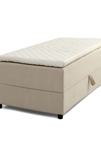 Space Dreams sengebunn, med oppbevaring, etc. overmadrass - beige velour og svart treverk (200x80)