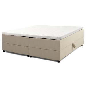 Space Dreams sengebund, m. opbevaring, u. topmadras - beige velour og sort tr (200x180)