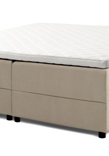 Space Dreams sengebunn, med oppbevaring, etc. overmadrass - beige velour og svart tre (200x180)