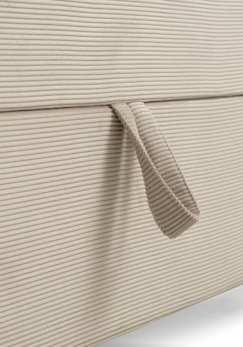 Space Dreams sengebunn, med oppbevaring, etc. overmadrass - beige velour og svart tre (200x180)