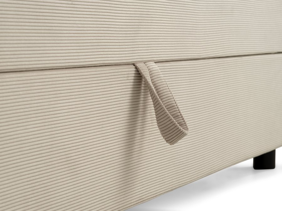 Space Dreams sengebunn, med oppbevaring, etc. overmadrass - beige velour og svart tre (200x180)