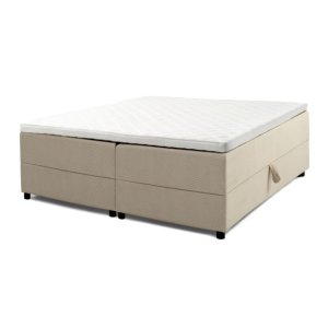 Space Dreams sengebund, m. opbevaring, u. topmadras - beige velour og sort tr (200x160)