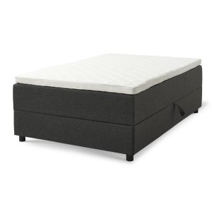 Space Dreams sengebund, m. opbevaring, u. topmadras - antracitgr stof og sort tr (200x120)