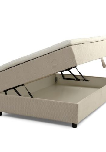 Space Dreams sengebunn, med lagring, w. overmadrass - beige velour og svart tre (200x120)