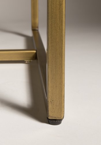 DUTCHBONE Class Esstisch, Fischgrätmuster, rechteckig – braunes Holz und goldener Stahl (180 x 90)