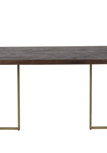 DUTCHBONE Class Esstisch, Fischgrätmuster, rechteckig – braunes Holz und goldener Stahl (220 x 90)