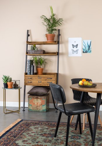 WHITE LABEL LIVING Mo spisebord, rundt - naturlig teak og metall (110)