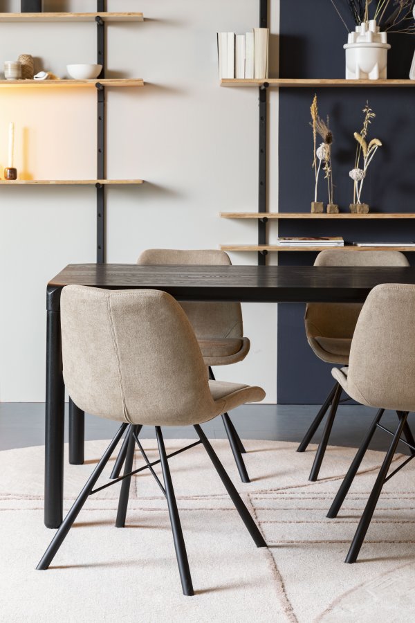 ZUIVER Storm spisebord, rektangulrt - svart ask finér og svart ask (220x90)