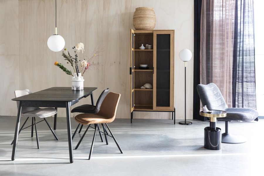 ZUIVER Glimps spisebord, med butterfly bordplate - svart eikefiner og ask (120/162x80)