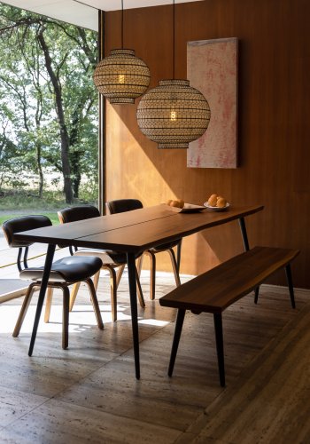 DUTCHBONE Alagon Esstisch, rechteckig – braunes Walnussfurnier und schwarzer Stahl (200 x 90)