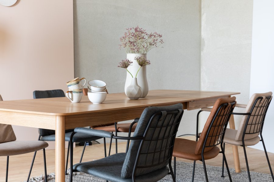 ZUIVER Glimps spisebord, med butterfly bordplate - naturlig eikefiner og ask (180/240x90)