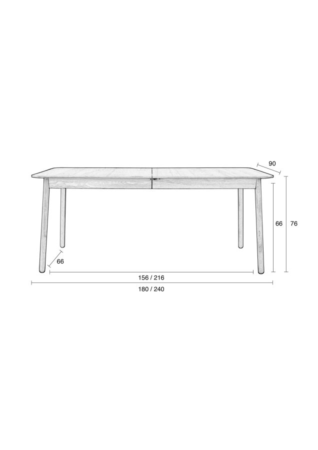 ZUIVER Glimps spisebord, med butterfly bordplate - naturlig eikefiner og ask (180/240x90)
