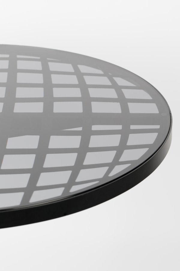 ZUIVER Albert Bistro hagebord, rundt - glass og sort aluminium (80)