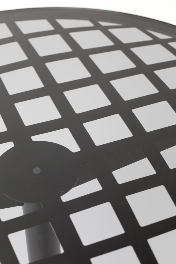 ZUIVER Albert Bistro hagebord, rundt - glass og sort aluminium (80)