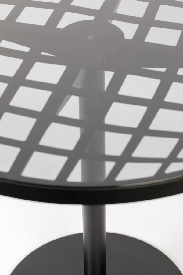 ZUIVER Albert Bistro hagebord, rundt - glass og sort aluminium (80)