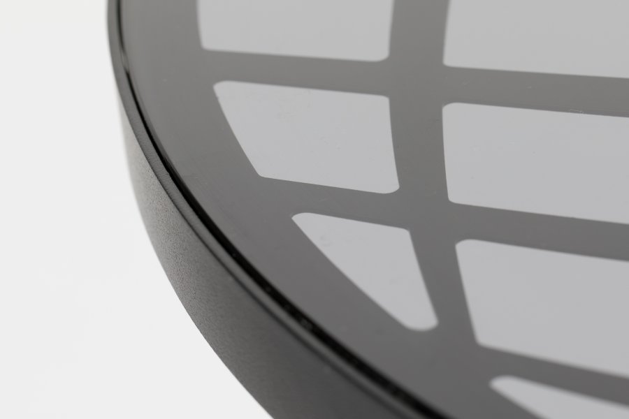 ZUIVER Albert Bistro hagebord, rundt - glass og sort aluminium (80)