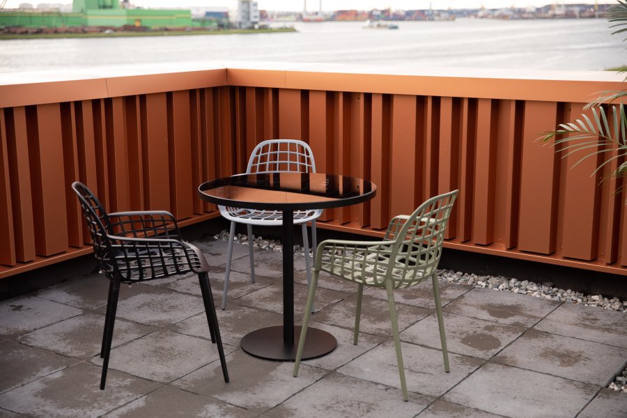 ZUIVER Albert Bistro hagebord, rundt - glass og sort aluminium (80)