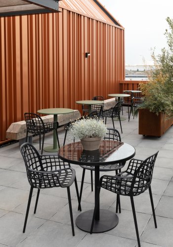 ZUIVER Albert Bistro hagebord, rundt - glass og sort aluminium (80)