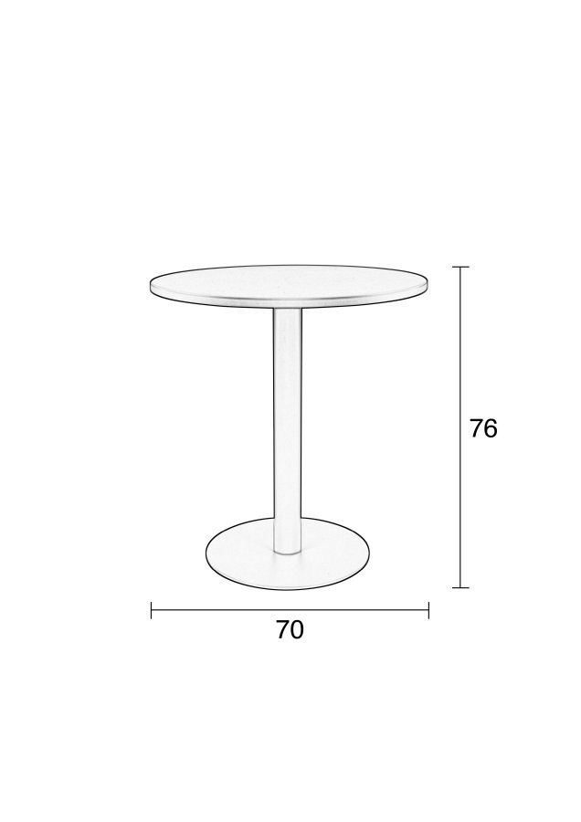ZUIVER Metsu Bistro hagebord, rundt - svart stl (70)