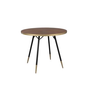 WHITE LABEL LIVING Denise spisebord, rund - brun askefinér og sort metal (91)