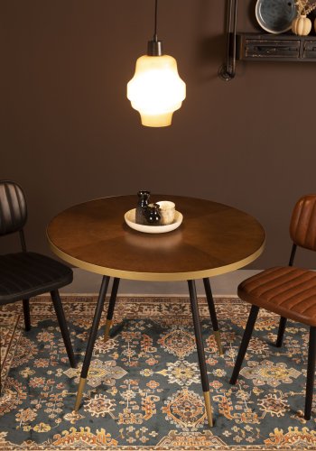 WHITE LABEL LIVING Denise spisebord, rundt - brun ask finer og sort metall (91)