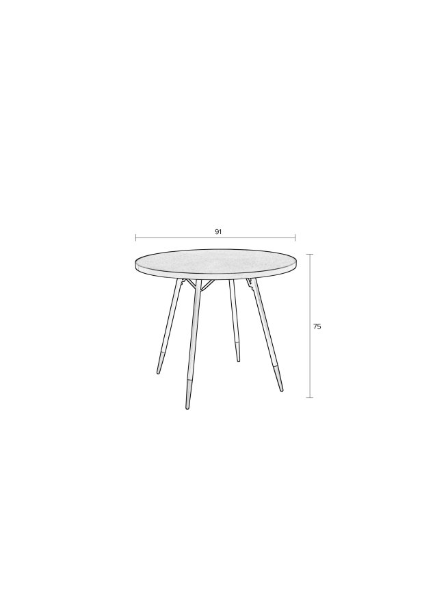 WHITE LABEL LIVING Denise spisebord, rundt - brun ask finer og sort metall (91)