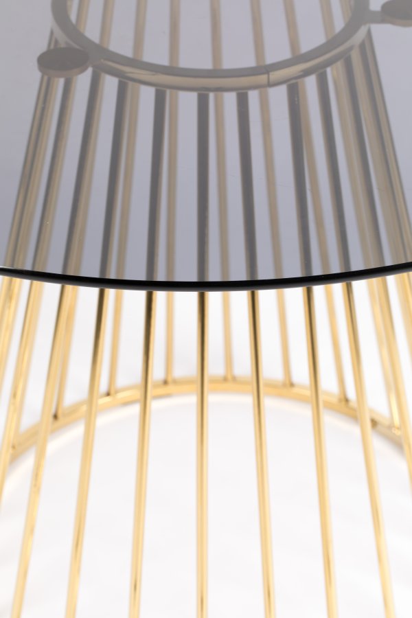 WHITE LABEL LIVING Floris spisebord, rundt - glass og gullfarget metall (104)