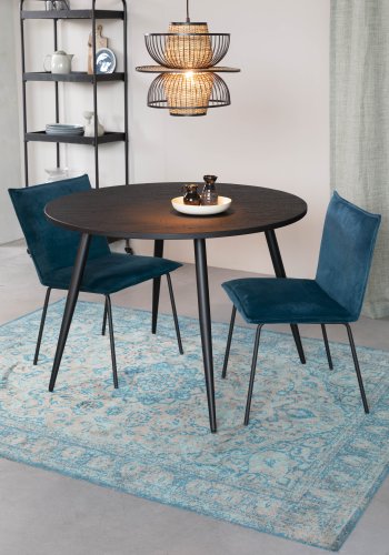 WHITE LABEL LIVING Mo spisebord, rundt - svart teak og metall (110)