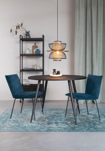 WHITE LABEL LIVING Mo spisebord, rundt - svart teak og metall (110)