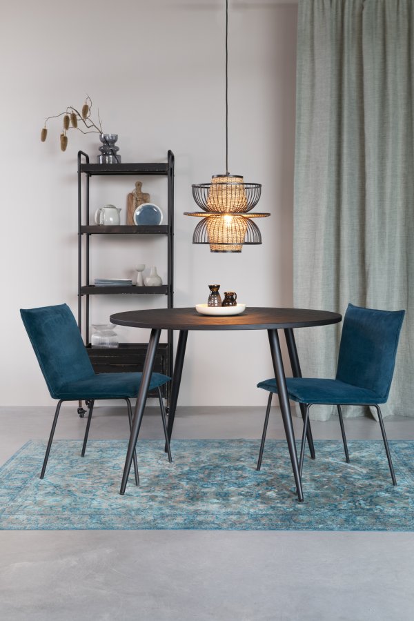 WHITE LABEL LIVING Mo spisebord, rundt - svart teak og metall (110)