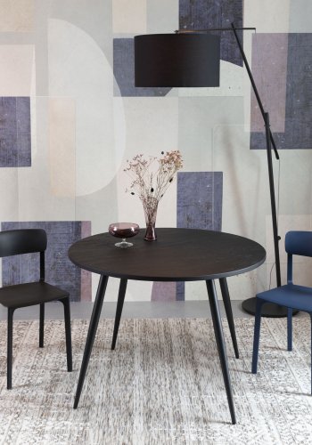 WHITE LABEL LIVING Mo spisebord, rundt - svart teak og metall (110)