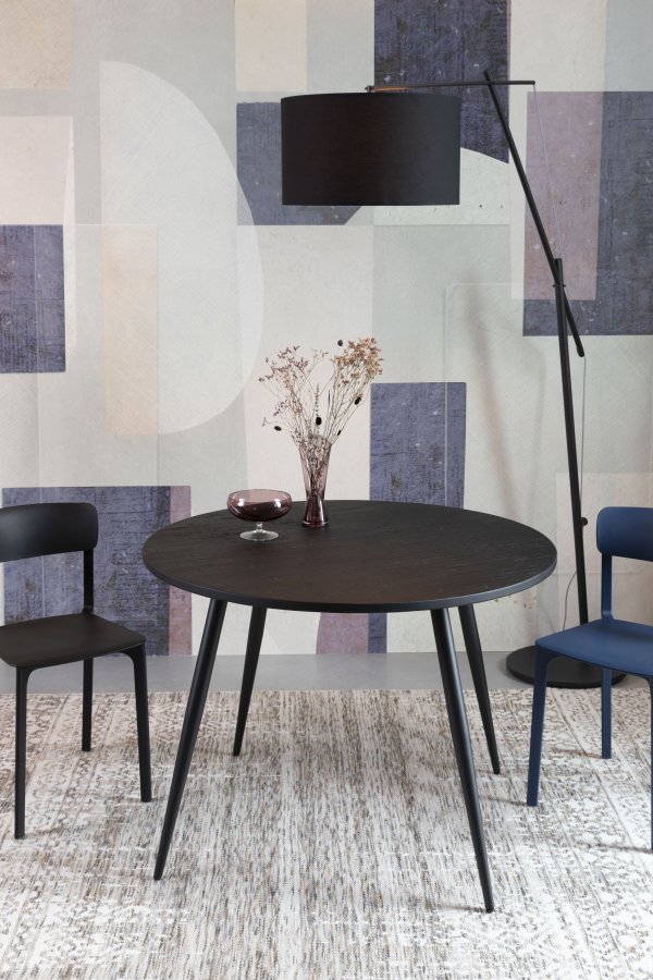 WHITE LABEL LIVING Mo spisebord, rundt - svart teak og metall (110)