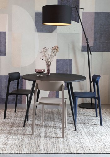 WHITE LABEL LIVING Mo spisebord, rundt - svart teak og metall (110)