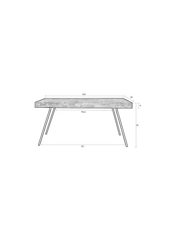 WHITE LABEL LIVING Suri spisebord, rektangulrt - svart teak og metall (160X78)